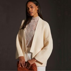 NWT Anthropologie Knitted Kimono Cardigan Sweater in one size  in ivory comb